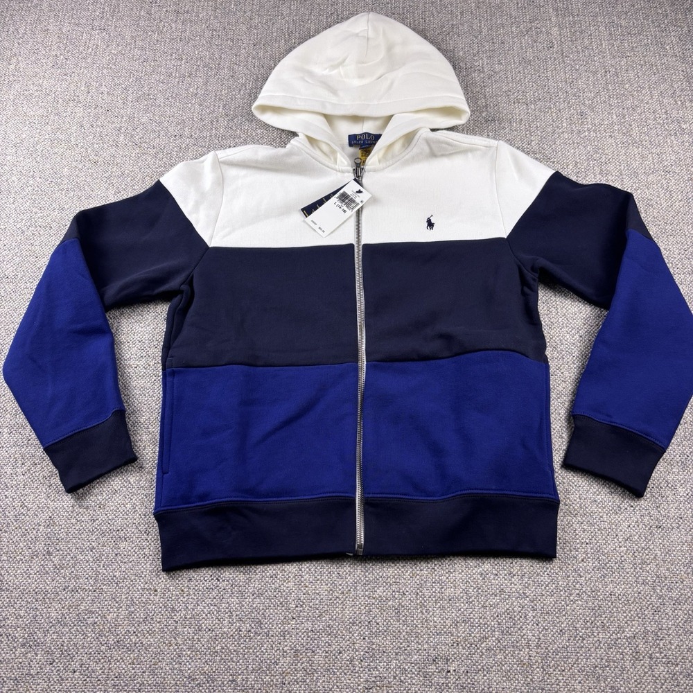 Polo Ralph Lauren Color block Full Zip Florece Hoodie Kids Boys L 14-16 New - Picture 7 of 12